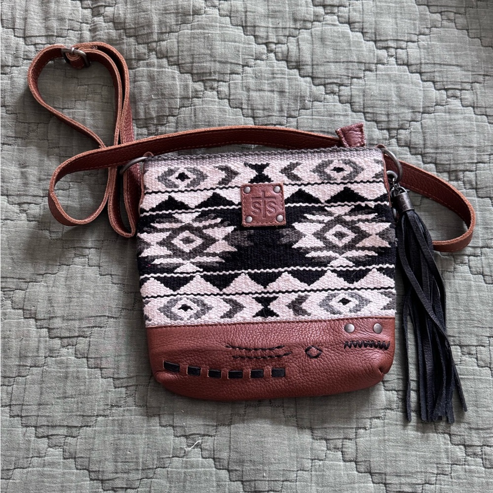 STS Ranchwear Black and Brown Aztec Southwestern Crossbody Bag